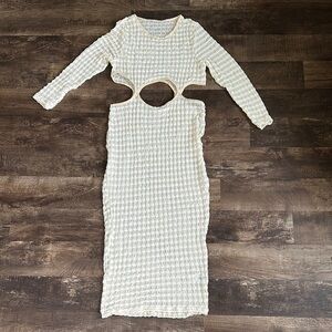 Cream Knit Cutout Dress